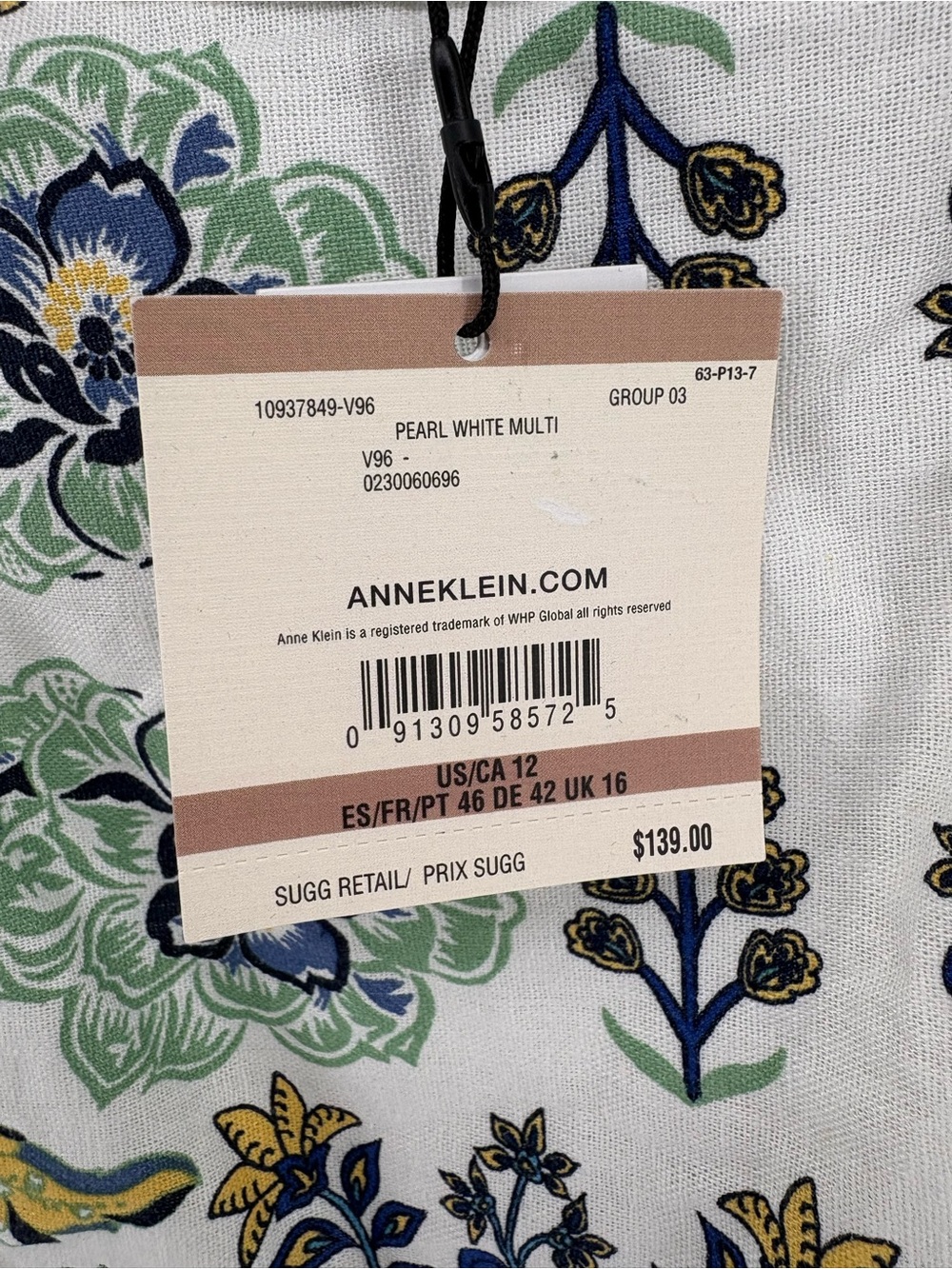 New Anna Klein Pearl White Multi Floral Dress – Size 12 - Picture 4 of 6